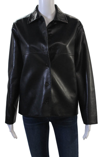 Sunday Best Women Biker Jacket Black Collared Button Long Sleeve Size 2XS