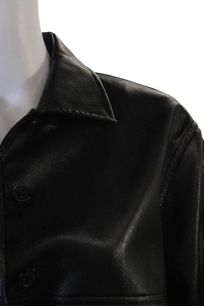 Sunday Best Women Biker Jacket Black Collared Button Long Sleeve Size 2XS