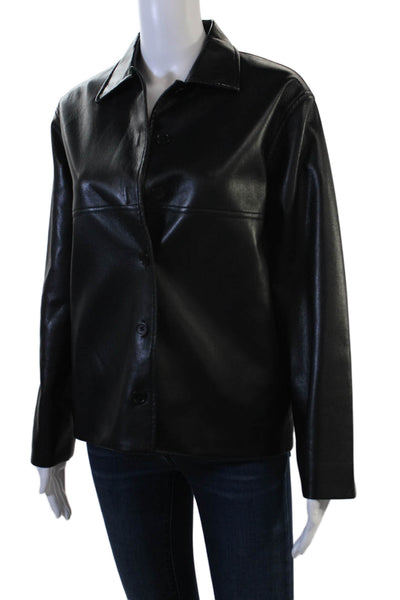 Sunday Best Women Biker Jacket Black Collared Button Long Sleeve Size 2XS