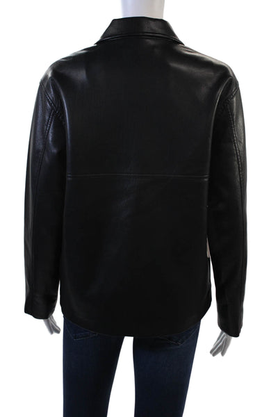 Sunday Best Women Biker Jacket Black Collared Button Long Sleeve Size 2XS