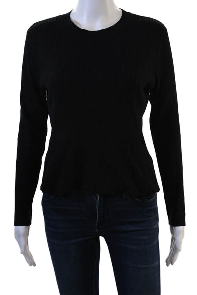 Divided Women Black Basic Long Sleeve Crew Neck T-Shirt Size L