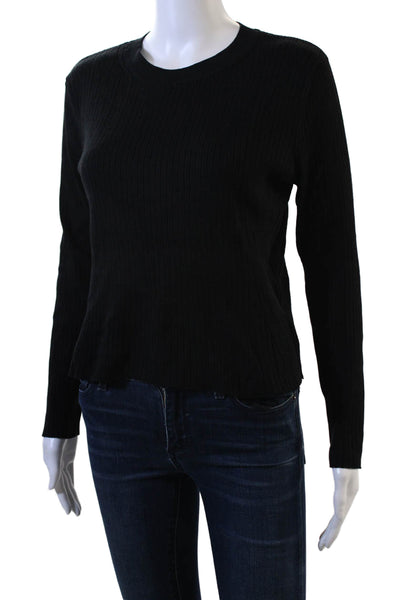 Divided Women Black Basic Long Sleeve Crew Neck T-Shirt Size L
