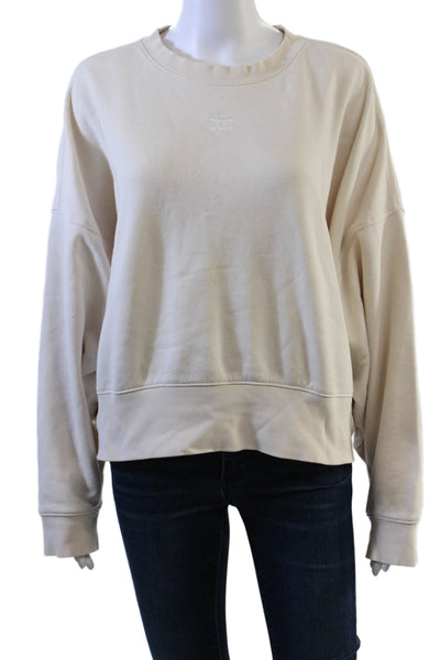 Adidas Women Pullover Sweatshirt Beige Crew Neck Long Sleeve Size M