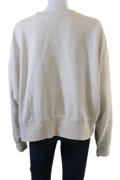 Adidas Women Pullover Sweatshirt Beige Crew Neck Long Sleeve Size M
