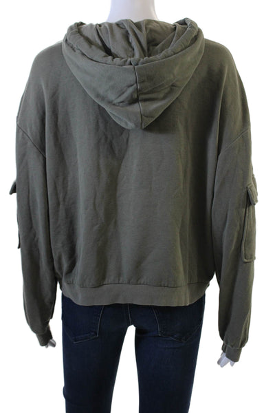 Divided Womens Pullover Hoodie Green Army Drawstring Long Sleeve Size M