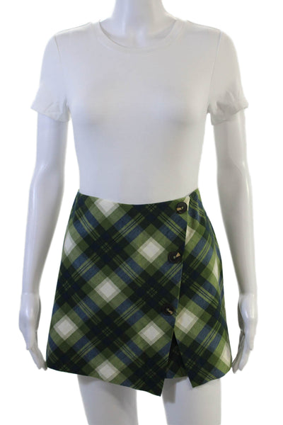 Weworewhat Women Wrap Plaid Skort Dark Blue Size S