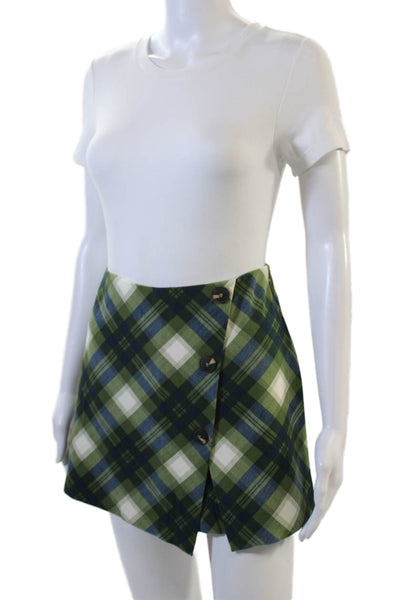 Weworewhat Women Wrap Plaid Skort Dark Blue Size S