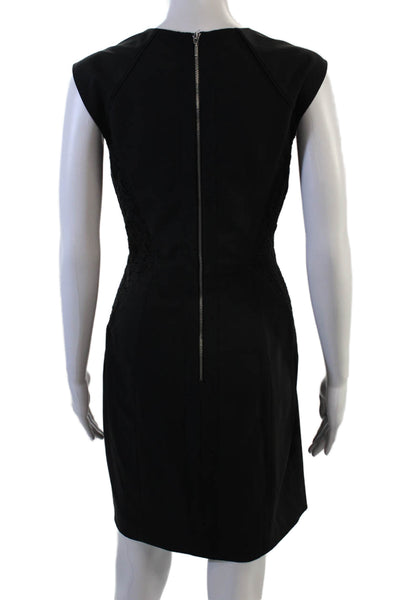 Rebecca Taylor Womens Sheath Dress Black V-Neck Sleeveless Knee Size 4