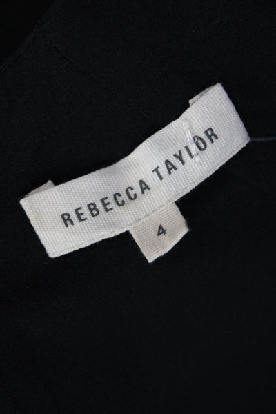 Rebecca Taylor Womens Sheath Dress Black V-Neck Sleeveless Knee Size 4