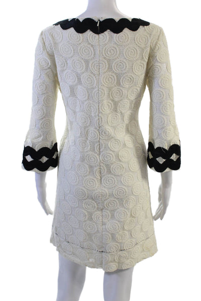 Phoebe Couture Women Shift Dress Beige Square Neck 3/4 Sleeve Size 6