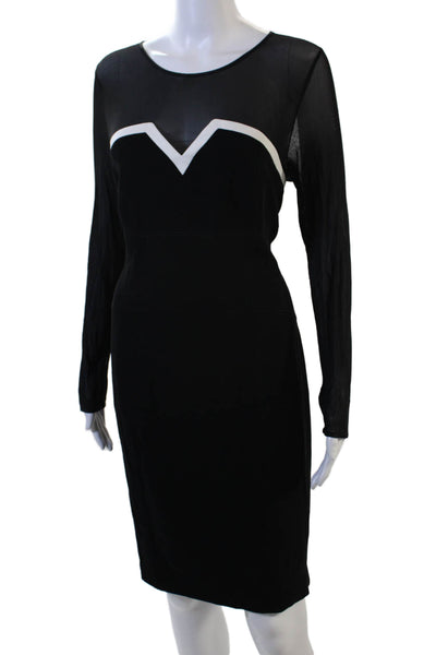 BASLER Women Bodycon Sheath Dress Black Long Sleeve Knee Length Size 42