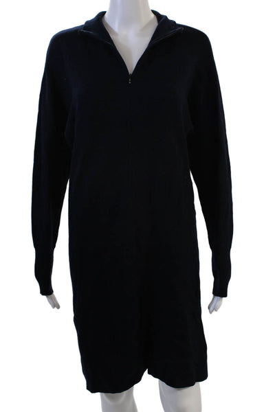 Club Monaco Womens Dark Blue Sweater Dress Long Sleeve High Neck Size M