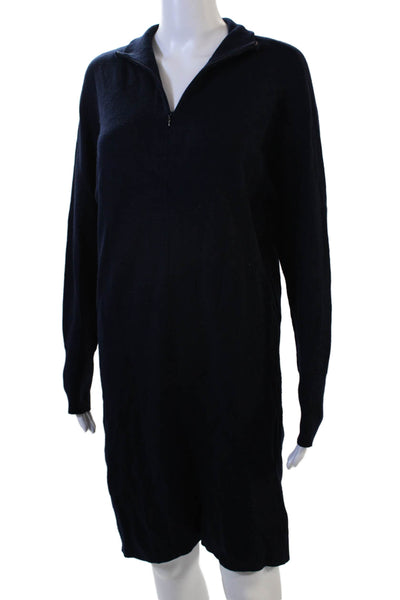 Club Monaco Womens Dark Blue Sweater Dress Long Sleeve High Neck Size M