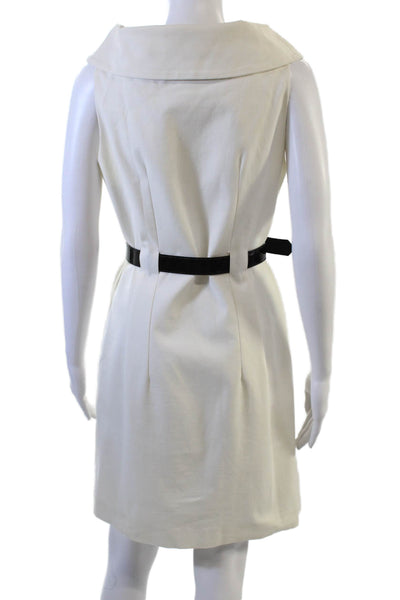 Milly Of New York Women Sheath Sleeveless White Knee Length Dress Size 8