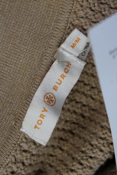 Tory Burch Unisex Beige Wool Collared Pullover Sweater Long Sleeve Size M