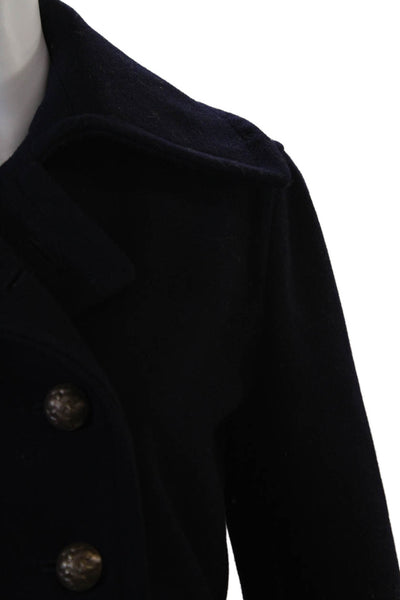 Ralph Lauren Rugby Womens Pea Coat Dark Blue Wool Collared Button Size S