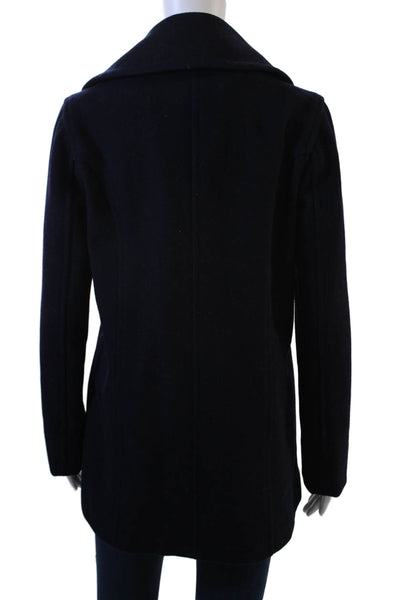 Ralph Lauren Rugby Womens Pea Coat Dark Blue Wool Collared Button Size S