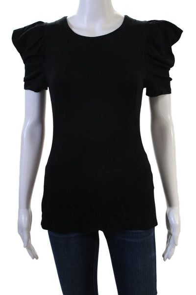 French Connection Women Black Short Sleeve Round Neck T-Shirt Size S