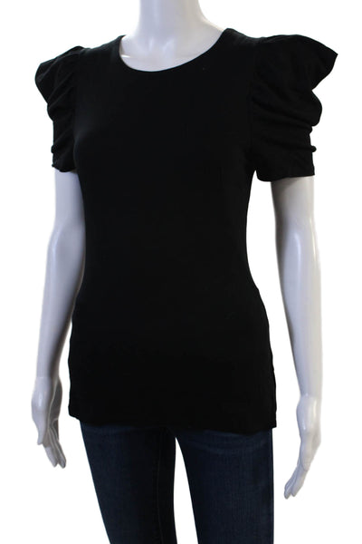 French Connection Women Black Short Sleeve Round Neck T-Shirt Size S