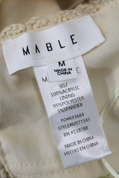 Mable Women Cropped High Neck Sleeveless Tank Beige Bohemian Size M