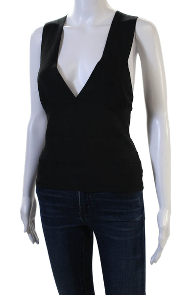 Robert Rodriguez Women Designer Black V-Neck Tank Top Nylon Elastane Size M