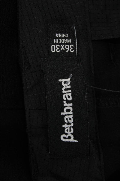 Beta Brand Mens Ankle Dress Pants Black Rayon Nylon Spandex Size 36