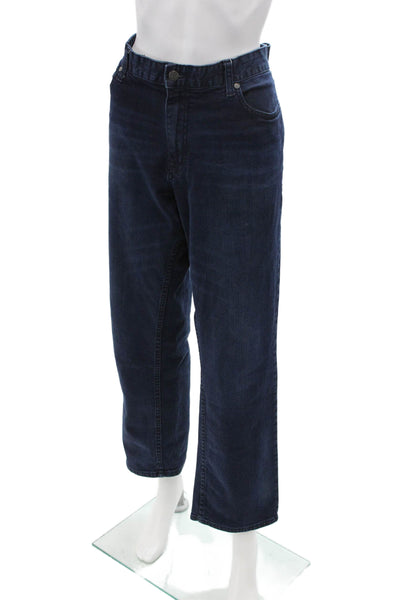 Calvin Klein Unisex Mom Cropped Dark Blue Jeans Button Mid Rise Size 36