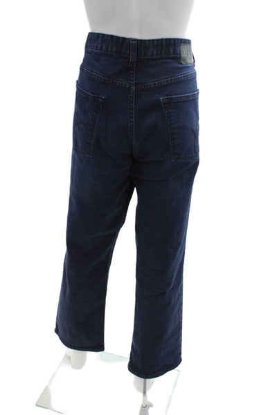 Calvin Klein Unisex Mom Cropped Dark Blue Jeans Button Mid Rise Size 36