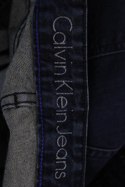 Calvin Klein Unisex Mom Cropped Dark Blue Jeans Button Mid Rise Size 36