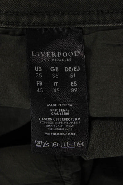 Liverpool Los Angeles Mens Cropped Pants Dark Gray Cotton Blend Army Size 35