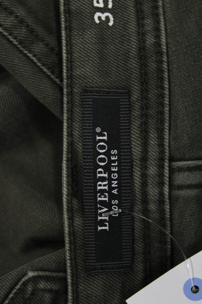 Liverpool Los Angeles Mens Cropped Pants Dark Gray Cotton Blend Army Size 35