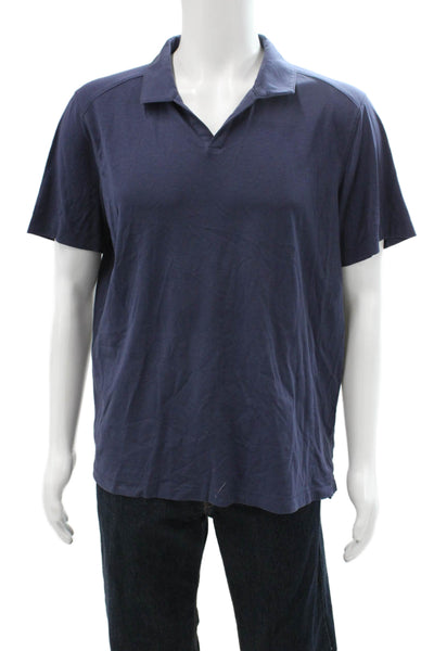 Raffi Mens Dark Blue Cotton Collared Short Sleeve Polo Animal Print Size XL