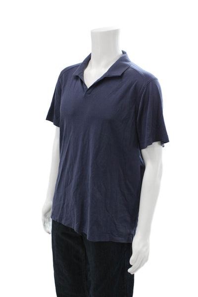 Raffi Mens Dark Blue Cotton Collared Short Sleeve Polo Animal Print Size XL