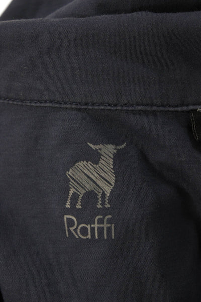 Raffi Mens Dark Blue Cotton Collared Short Sleeve Polo Animal Print Size XL