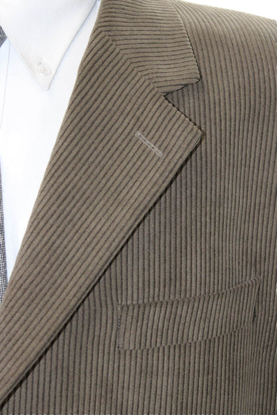 Sams Mens Striped Green Collared Sport Coat Button Long Sleeve Size 44