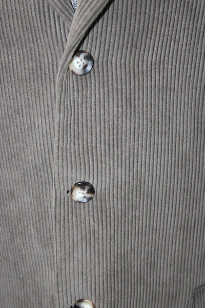 Sams Mens Striped Green Collared Sport Coat Button Long Sleeve Size 44