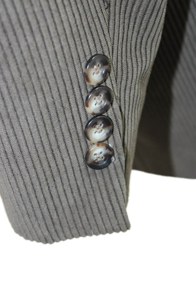 Sams Mens Striped Green Collared Sport Coat Button Long Sleeve Size 44