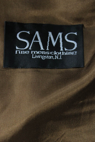Sams Mens Striped Green Collared Sport Coat Button Long Sleeve Size 44