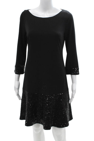 Laundry by Shelli Segal Women Shift Dress Black 3/4 Sleeve Midcalf Size 4