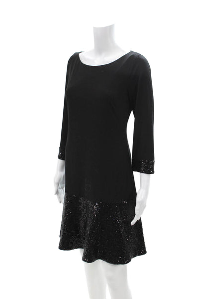Laundry by Shelli Segal Women Shift Dress Black 3/4 Sleeve Midcalf Size 4
