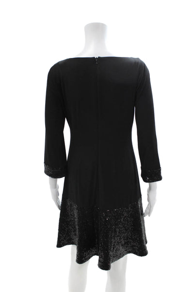 Laundry by Shelli Segal Women Shift Dress Black 3/4 Sleeve Midcalf Size 4