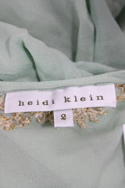 Heidi Klein Women Green Kaftan Maxi Dress Long Sleeve Mid Calf Drawstring Size 2