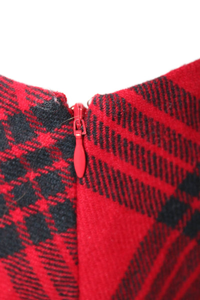 Talbots Women A-Line Plaid Midi Wool Viscose Skirt Red Size 2