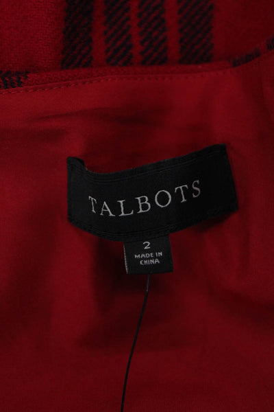 Talbots Women A-Line Plaid Midi Wool Viscose Skirt Red Size 2