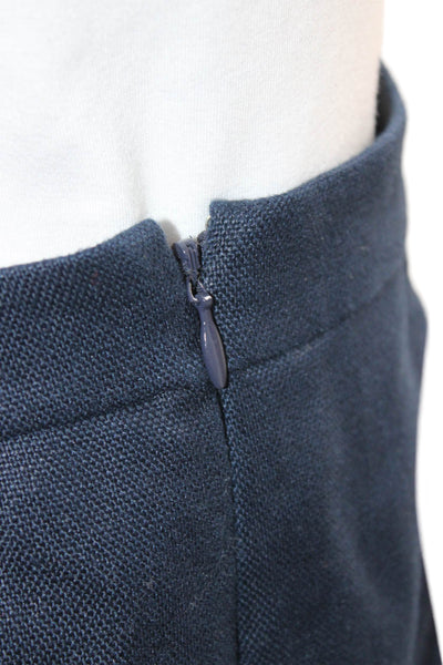 J Crew Womens Petite A-Line Wrap Midi Skirt Dark Blue Wool Viscose Size 2