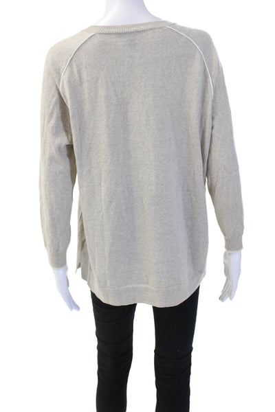 J Crew Women Pullover Sweater V-Neck 100% Merino Wool Beige Size M