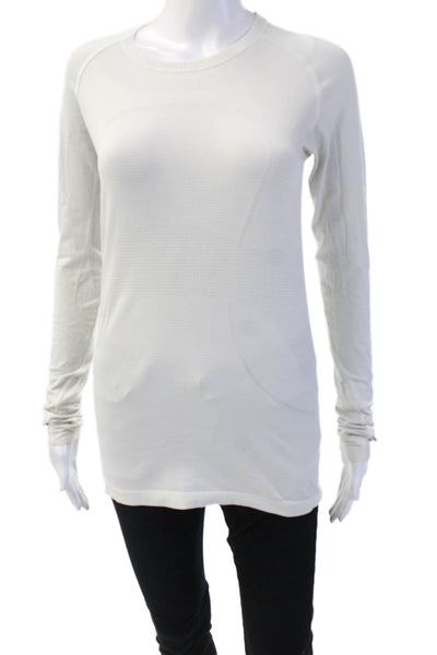 Lululemon Womens Long Sleeve Crew Neck Nylon Blend Tunic T-Shirt White Size S