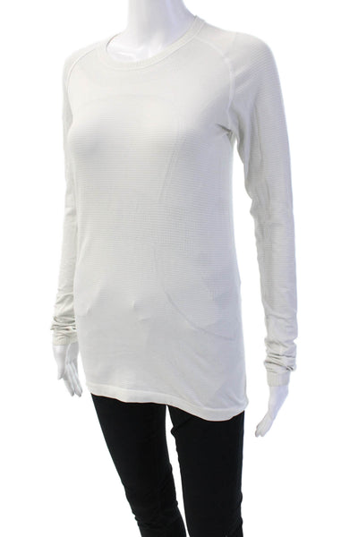 Lululemon Womens Long Sleeve Crew Neck Nylon Blend Tunic T-Shirt White Size S