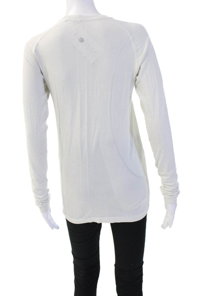 Lululemon Womens Long Sleeve Crew Neck Nylon Blend Tunic T-Shirt White Size S