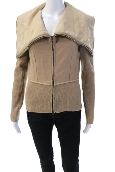 Stella McCartney Womens Beige Camel Virgin Wool Jacket Size 42
